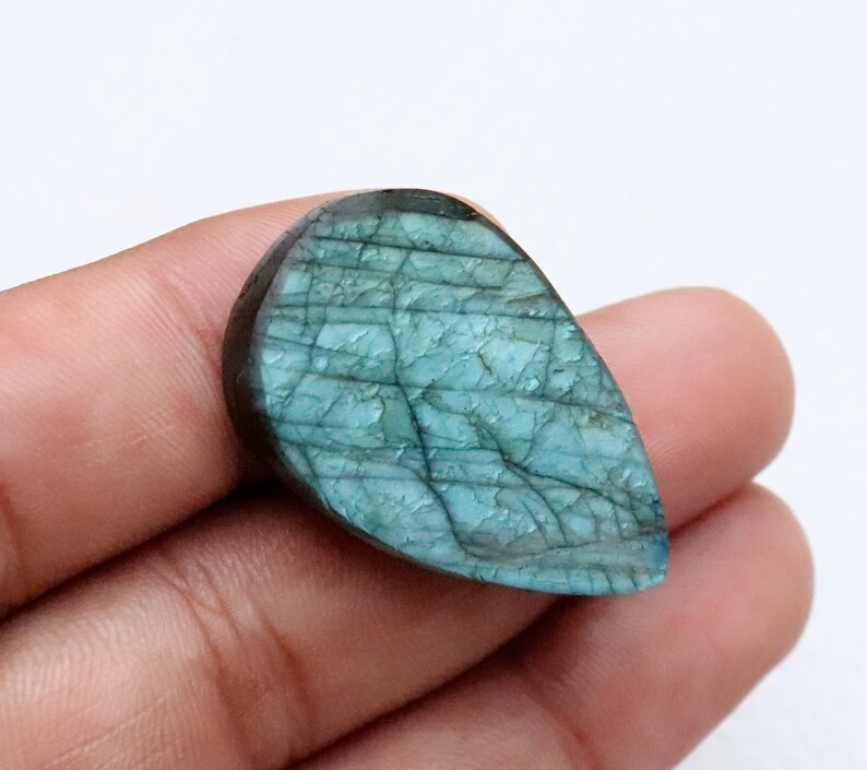 75/% OFF 54.00 Carat Natural Labradorite Rough Druzy Cabochon Loose Gemstones Pear Shape Size 34X22mm Approx Good Quality.....M-15