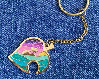 Horizons Leaf Keychain | Animal King Glitter Enamel Chain Badge Lapel