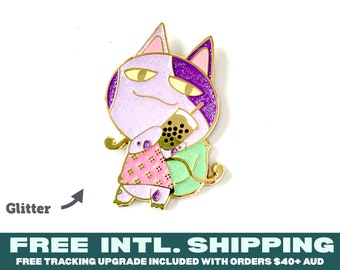 Enamel Pin : Bobasaur | Animal King Glitter Enamel Chain Badge Lapel