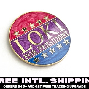 Genderfluid Bisexual Floki pin | For president variants flag time variance auhtority god of Mischief mcu tempa norse mythology hard hero tva