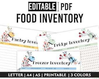 Editable Food Inventory Printables, Freezer Inventory, Pantry Inventory, Fridge Inventory, Inventory Tracker, Kitchen Inventory, PDF