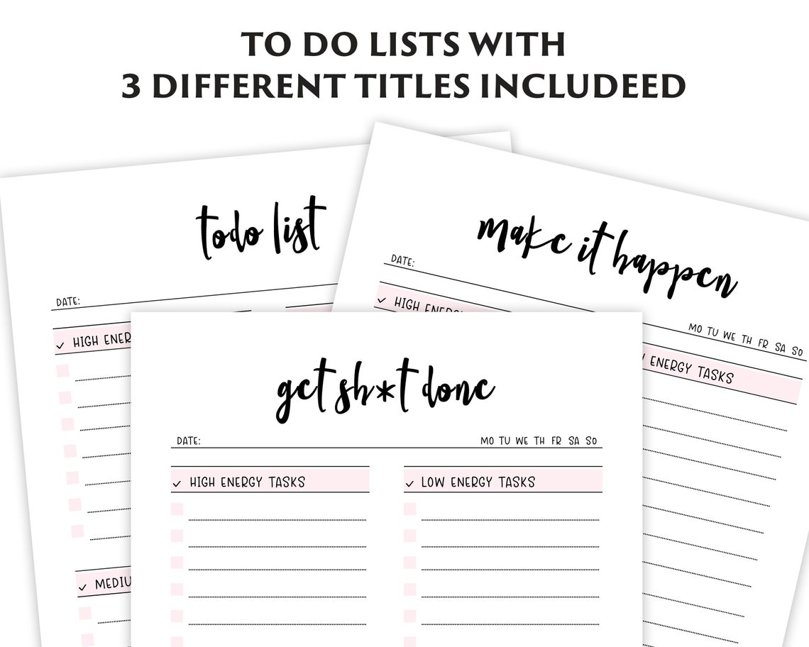 To Do List Printable Daily Planner Productivity Planner Etsy