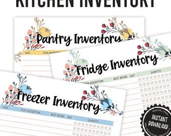 Planilhas para Inventário de Alimentos, Inventário do Freezer, Inventário da Despensa, Inventário da Geladeira, Controle de Inventário, Inventário da Cozinha, Planilha para Imprimir da Cozinha