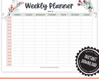 Weekly Planner Printable for Time Blocking and Time Management, Block Schedule, Work Planner Printable, Weekly Agenda PDF