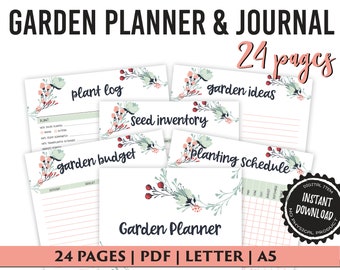 Printable Garden Planner with Garden Journal in sizes US Letter and A5