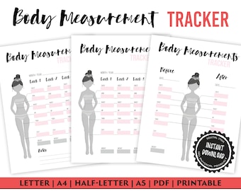 Body Measurement Tracker, Weight Loss Tracker Printable, Weight Loss Planner, Diet Planner, PDF, A4, A5, Letter, Half Letter