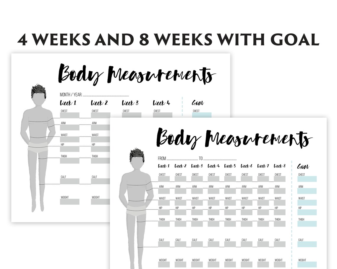 Body Measurement Tracker for Men, Weight Loss Tracker Printable, Weight ...
