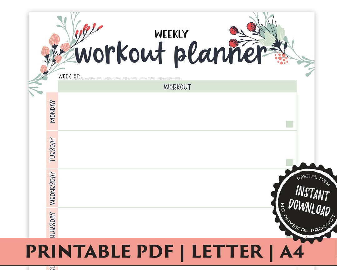 workout-planner-weekly-workout-schedule-fitness-journal-weight-loss-planner-workout-planner-printable-workout-log-etsy
