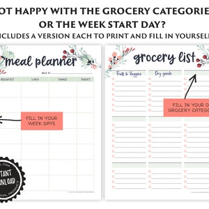 Weekly Meal Planner Printable with Grocery List Printable, Weekly Menu Planner, Health Planner, Fitness Planner, PDF, Digital Download image 5
