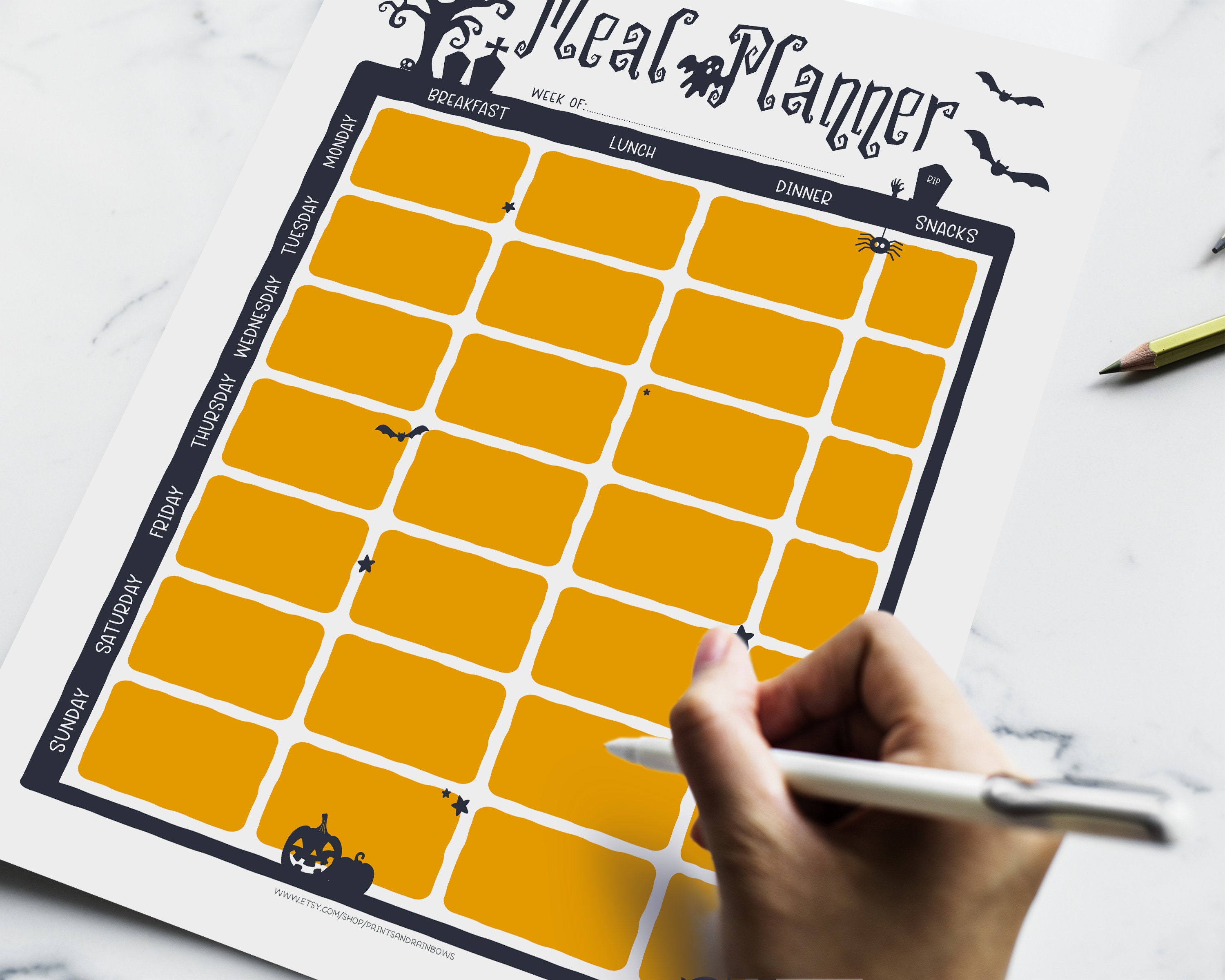 Halloween Weekly Meal Planner Printable With Grocery List Printable ...