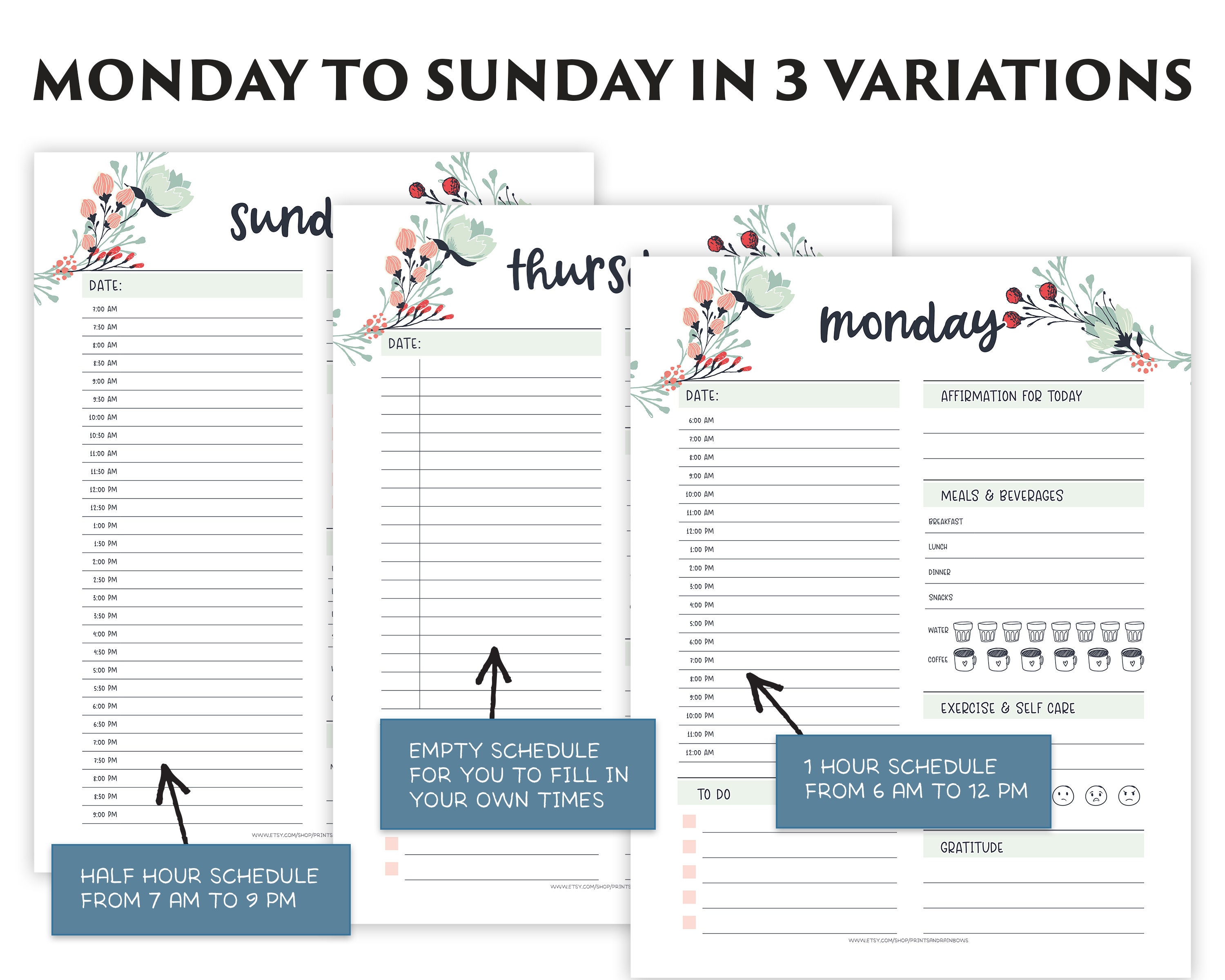 7 day timetable chart 7 day timetable chart