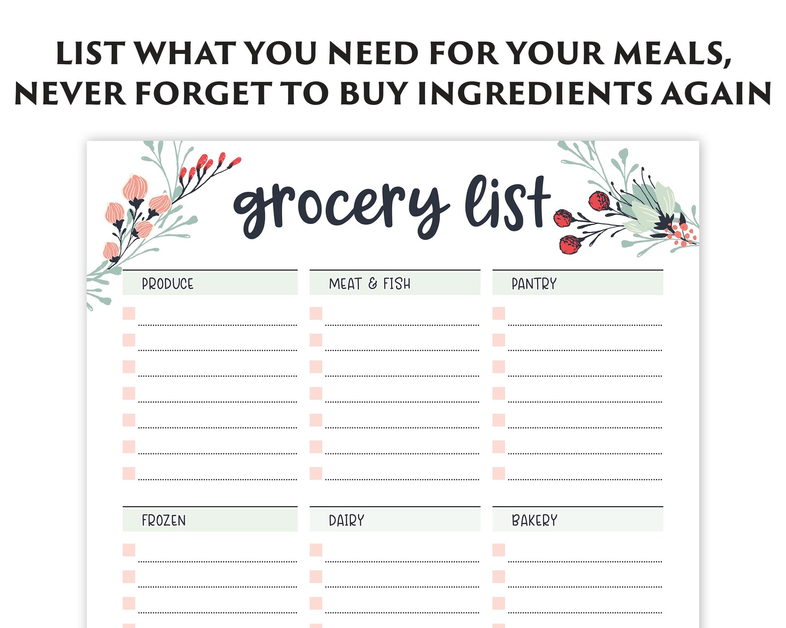 Weekly Meal Planner Printable With Grocery List Printable, Weekly Menu ...