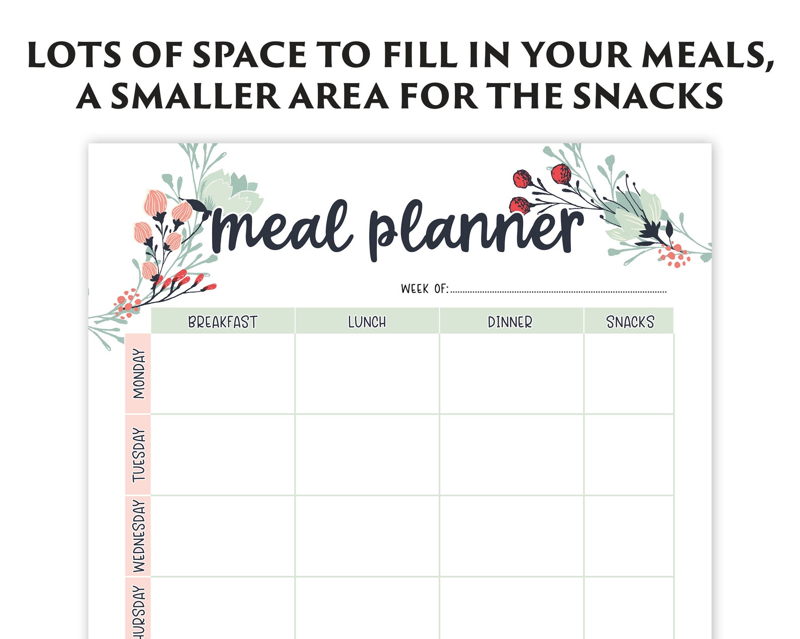 Weekly Meal Planner Printable With Grocery List Printable, Weekly Menu ...