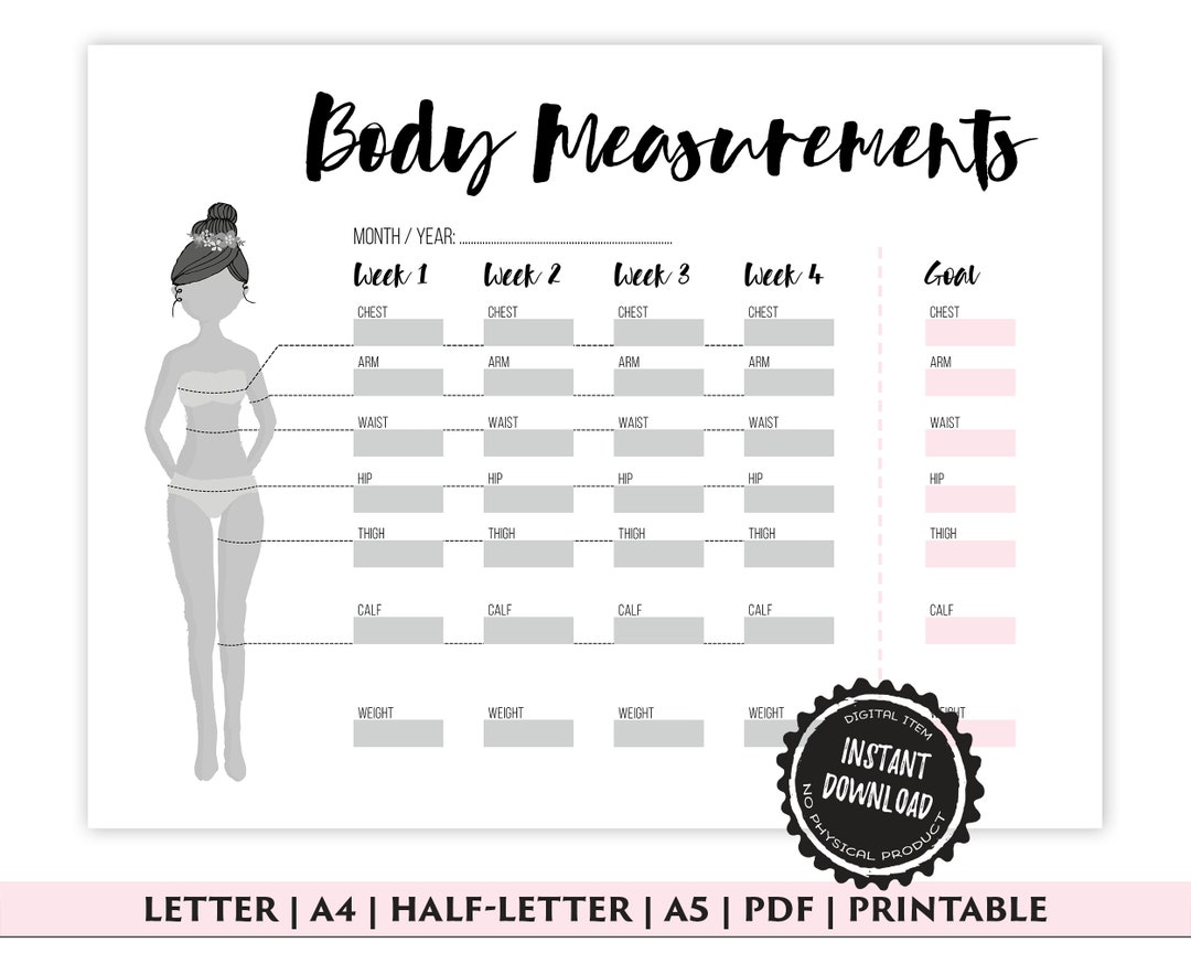 Body Measurement Tracker, Weight Loss Tracker Printable, Weight Loss Planner, Diet Planner, PDF, A4, A5, Letter, Half Letter - Etsy body-measurement-tracker-weight-loss-tracker-printable-weight-loss-planner-diet-planner-pdf-a4-a5-letter-half-letter-etsy
