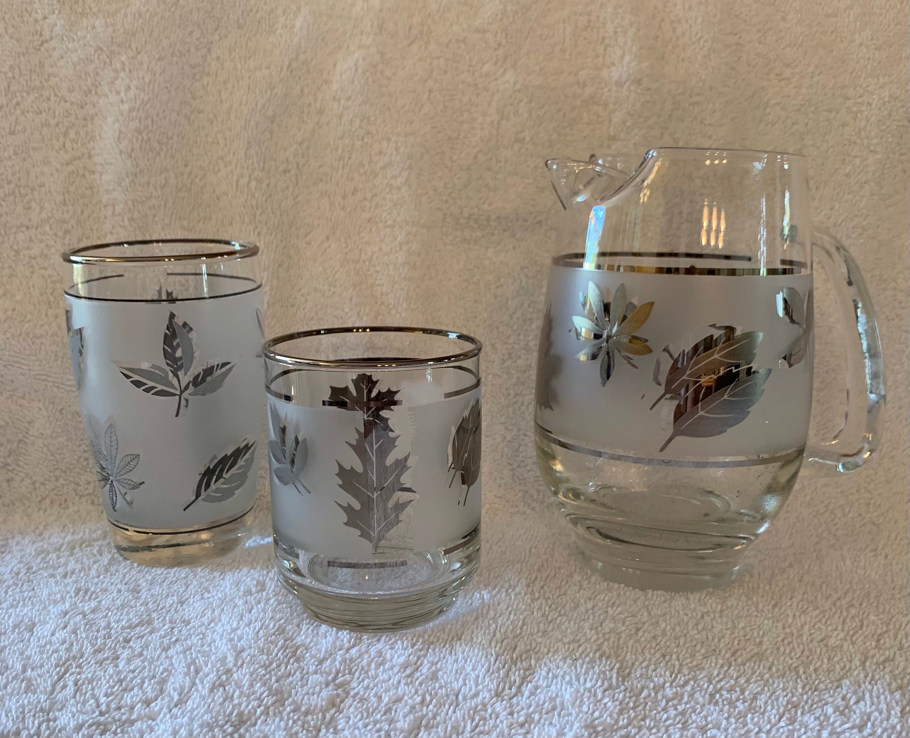 Libbey Vintage Silver Leaf Glassware Etsy