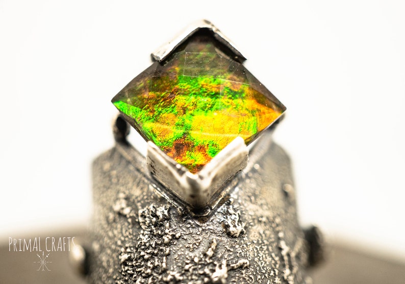 Mood ring Stone vintage ring Mens ring Chunky silver ring Silver rings Womens silver ring Sterling silver ring Ammolite ring