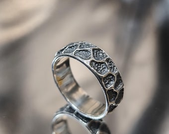 Brutalist Sterling Silver Ring – Handcrafted Oxidized Unisex Band
