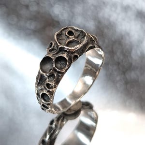 Moon Crater Sterling Silver Ring – Handmade Unisex Space Jewelry