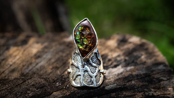 Natural Ammolite Ring - Canadian Ammonite -925 Starling Silver Ring  -Women''s Ring at Rs 2000/piece | 925 खरी चांदी की अंगूठी in Jaipur | ID:  25149738973