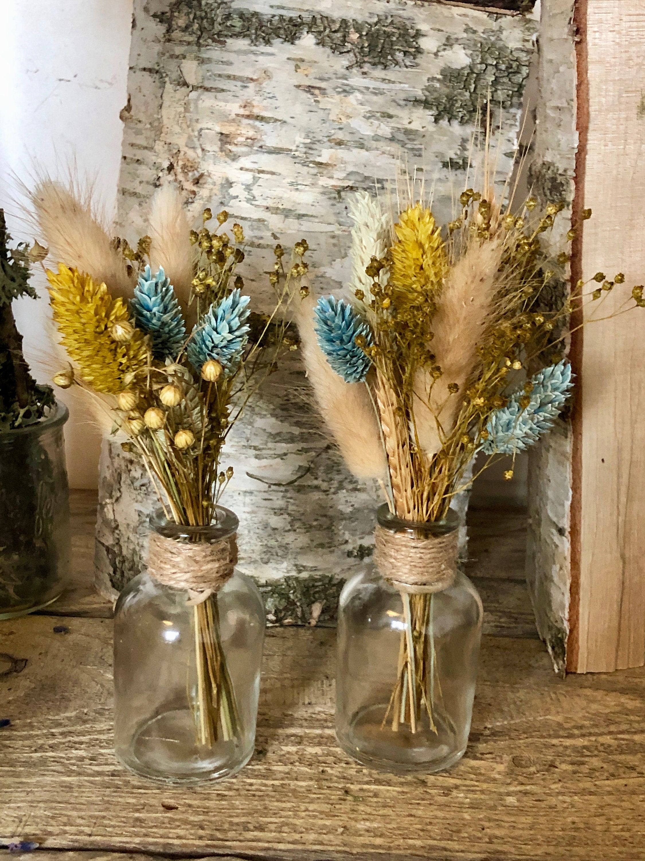 Dried Flower Mini Bouquets in Glass Jars / Table Centrepieces Etsy Polska