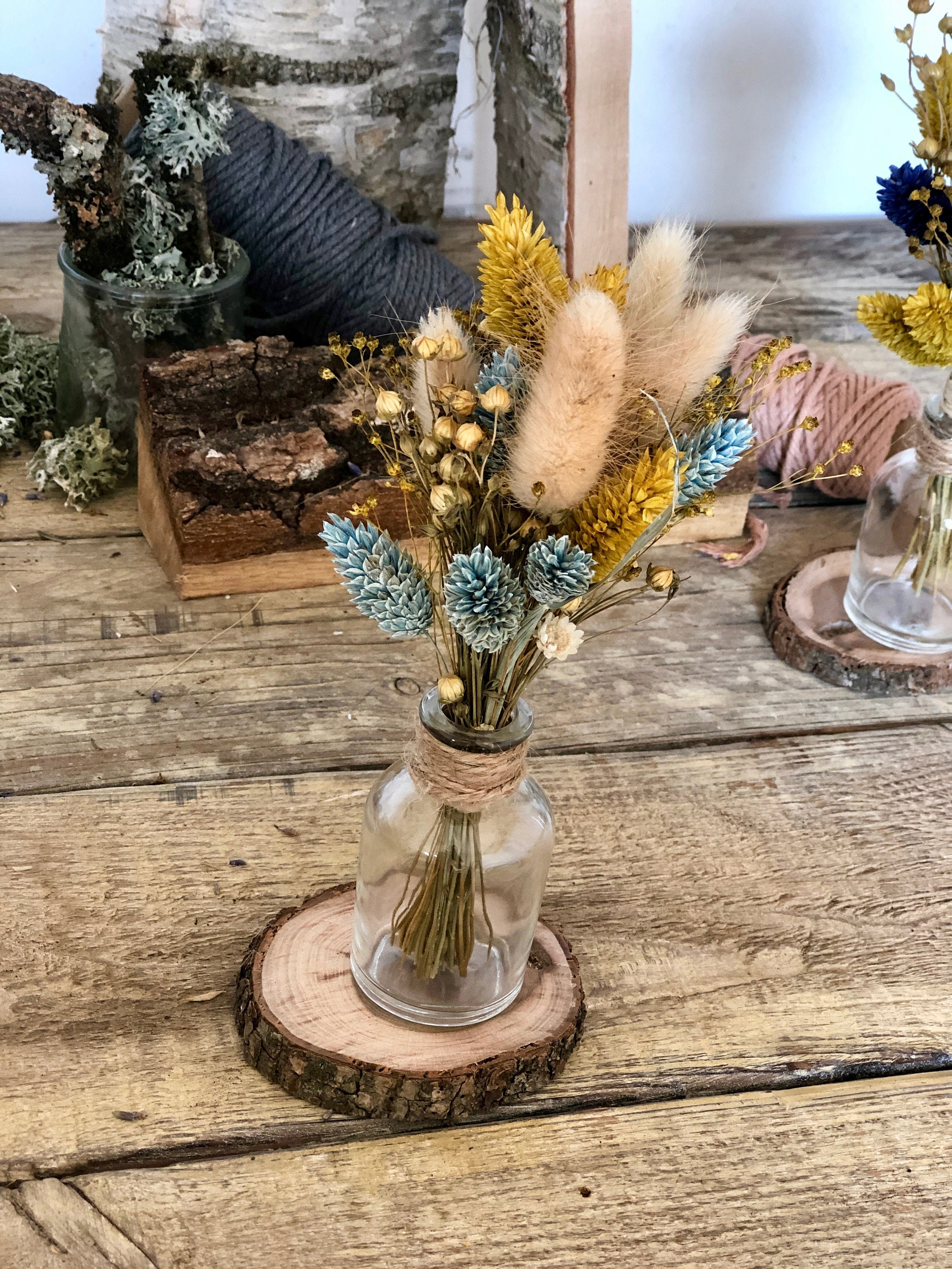 Dried Flower Bouquet Glass Vase Detachable Wooden Base / Etsy UK