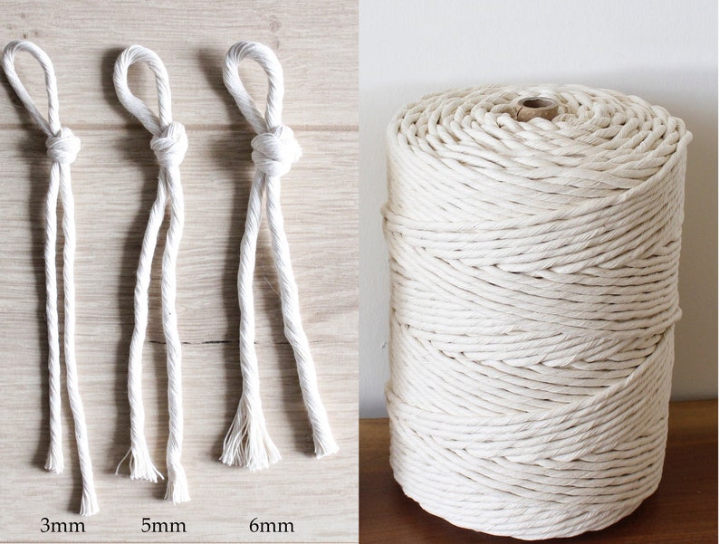 Craft yarn Macrame cord single strand 5mm 100 Cotton string Colored