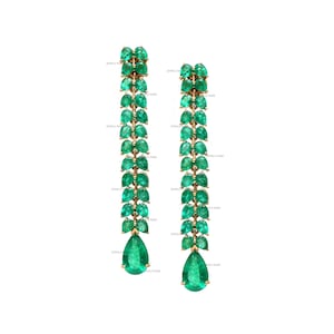 Emerald pear dangle earrings in gold | Next generation natural emerald earrings gold | Pear dangler emerald earrings gold | Natural emerald