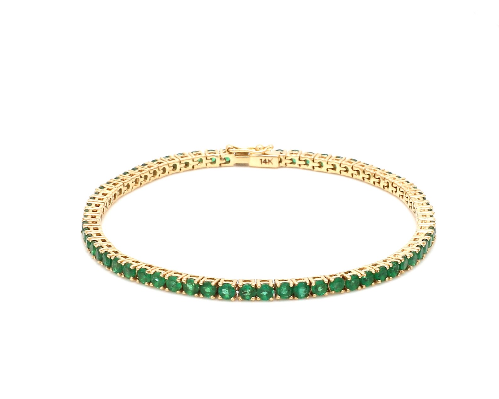14K Gold Natural Emerald Tennis Bracelet Natural Round Cut - Etsy UK