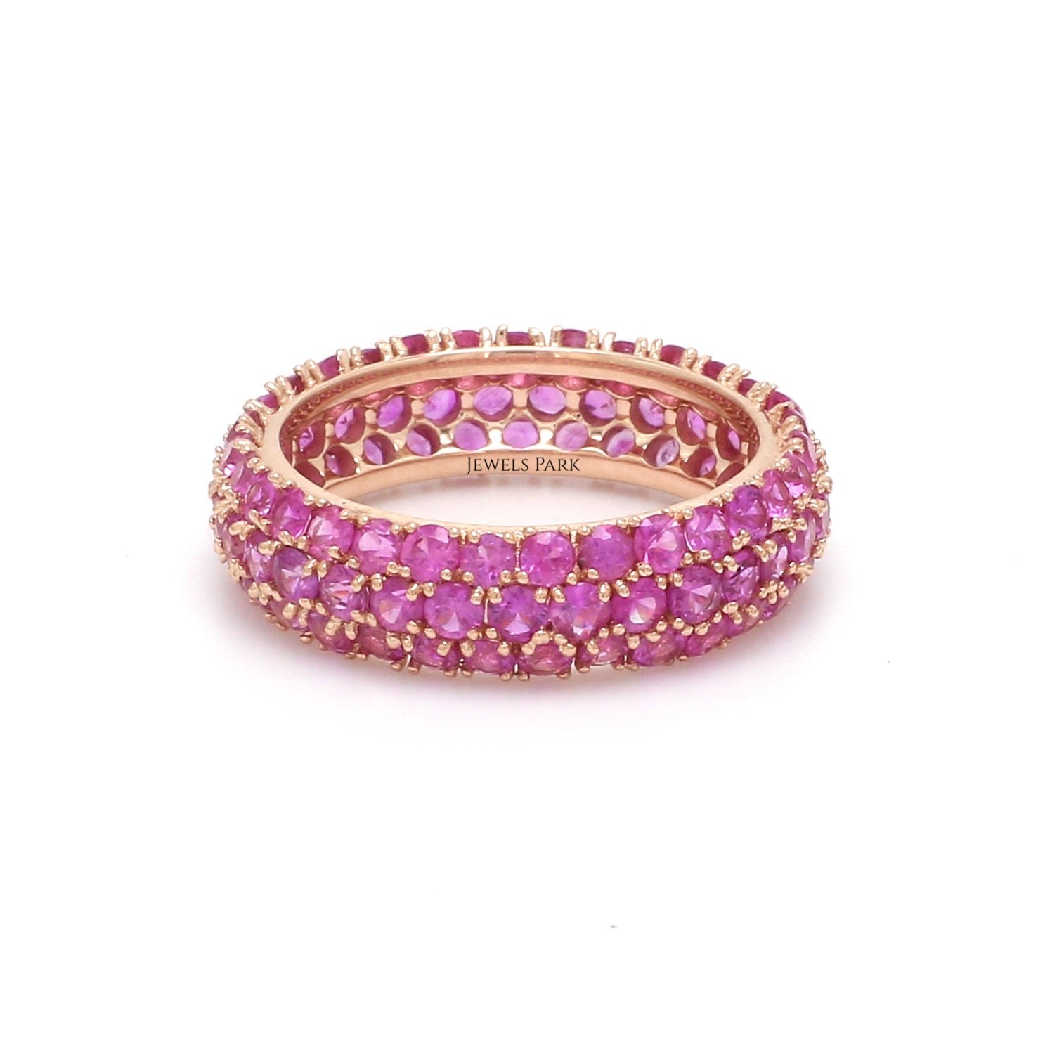 Pink sapphire pave ring deals