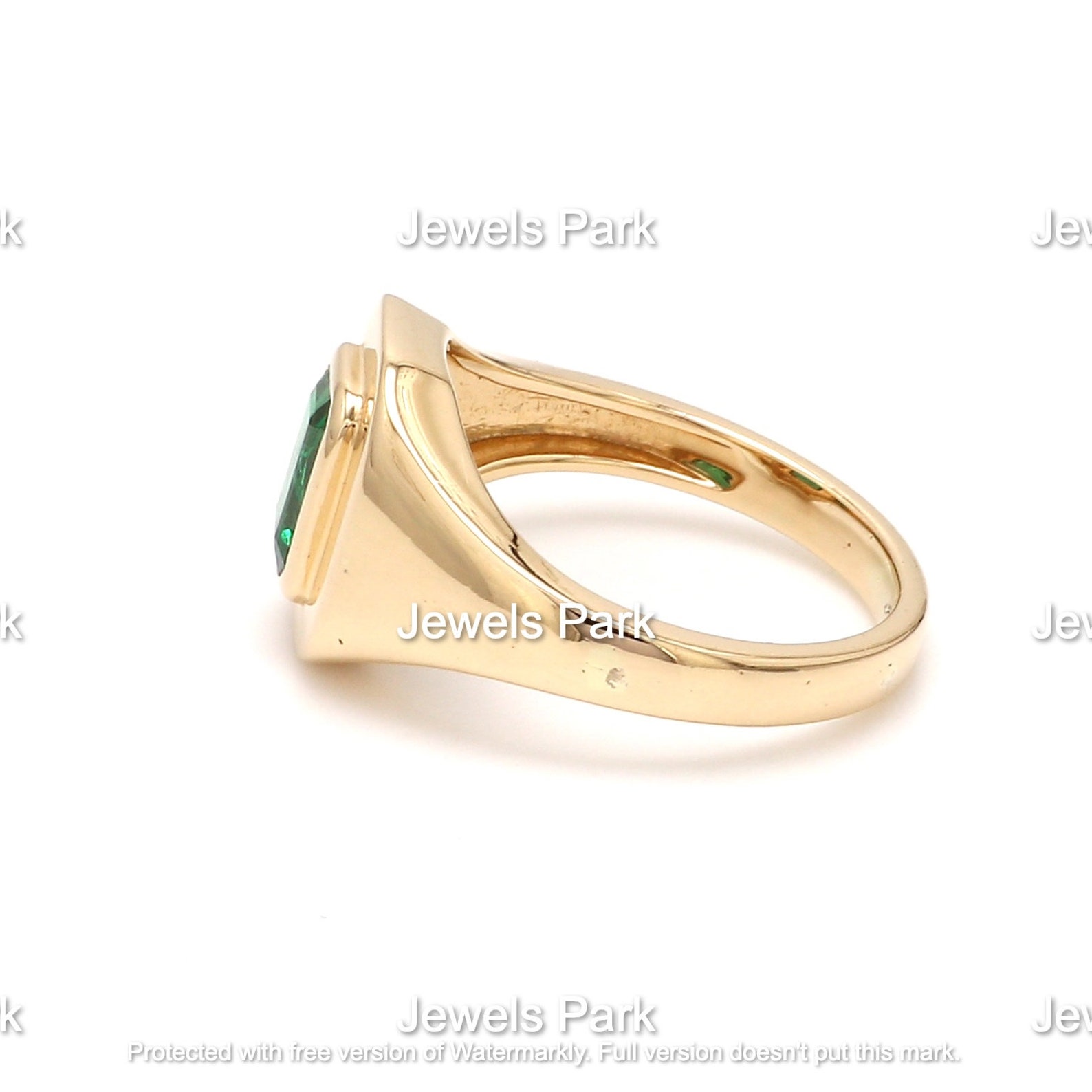 Natural emerald pinky ring in 14k 18k gold Emerald cut bezel Etsy
