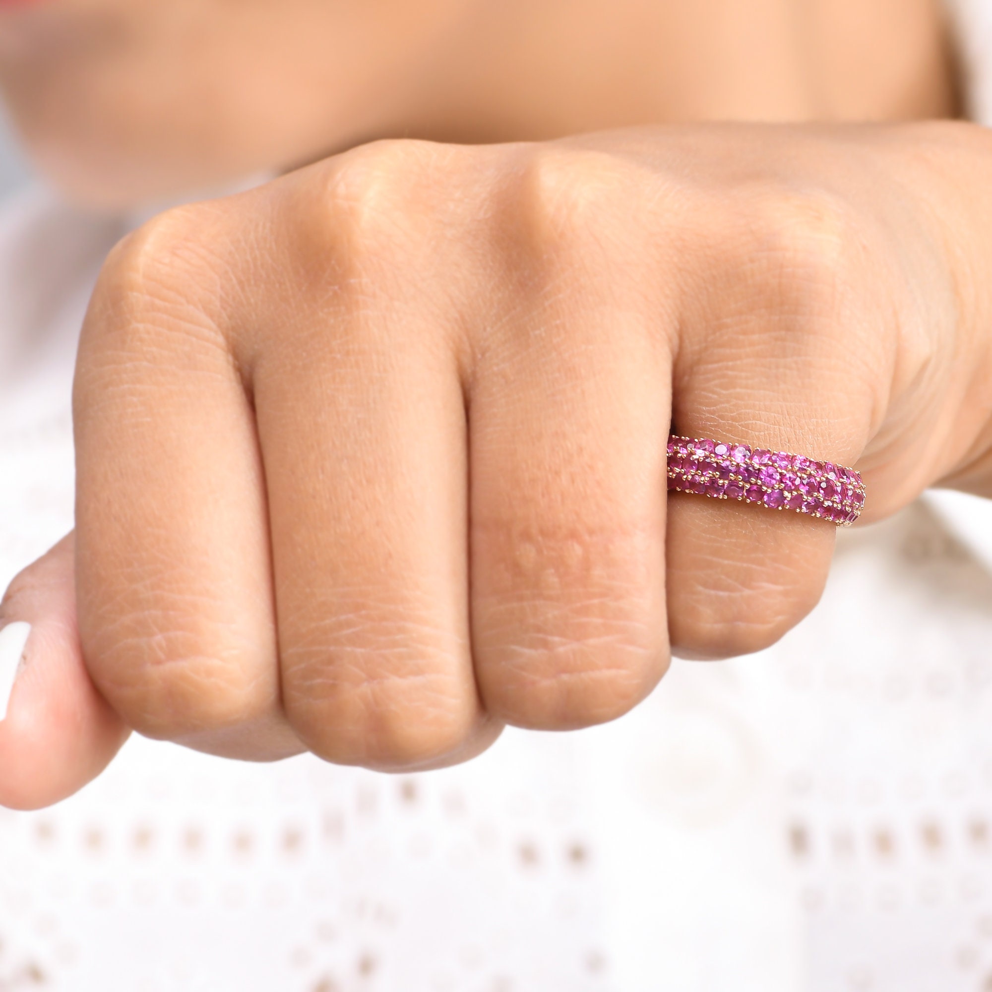 VANBRUUN LOVINA, Eternity Ring with Pink Gemstones