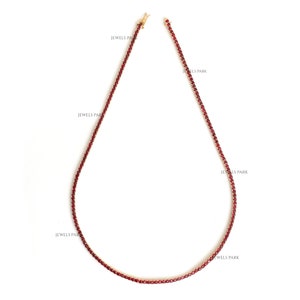 Rubin runden dünnen Tennis Halskette Gold | Natürliche Rubin Tennis Halskette Choker Gold | Roter Rubin Halskette Gold | Rubin Tennis Kette vergoldet