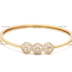 Diamond gold luxurious gold bangle  | Natural premium diamond pave set gold bangle bracelet | Elegant gold bangle with diamond pave setting