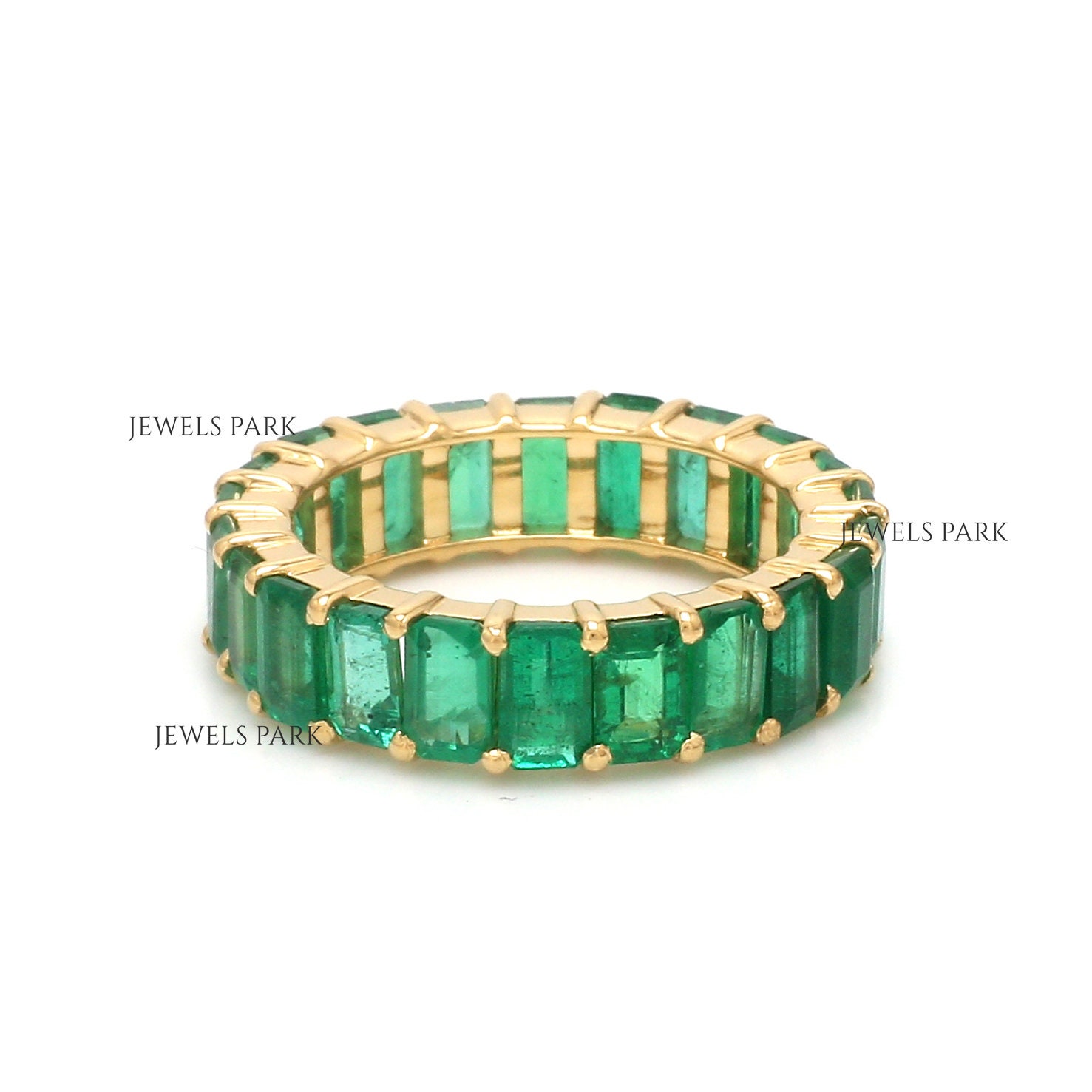 Real Emerald Eternity Band Ring Gold | Natural 5x3mm 6CTW Emerald Cut ...