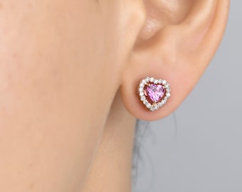 ピンクサファイヤ　ハート型スタッドピアス ピンクサファイヤ ハート型スタッドピアス 【公式通販】