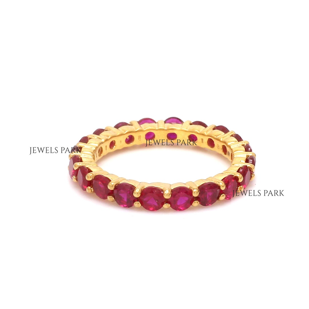 Real Ruby Round Eternity Band Ring Gold | Natural 3CT 3.50MM Ruby ...