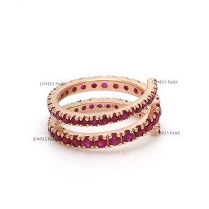 Ruby Round Spiral Eternity Band Ring in 14k 18k Gold Natural Stackable ...
