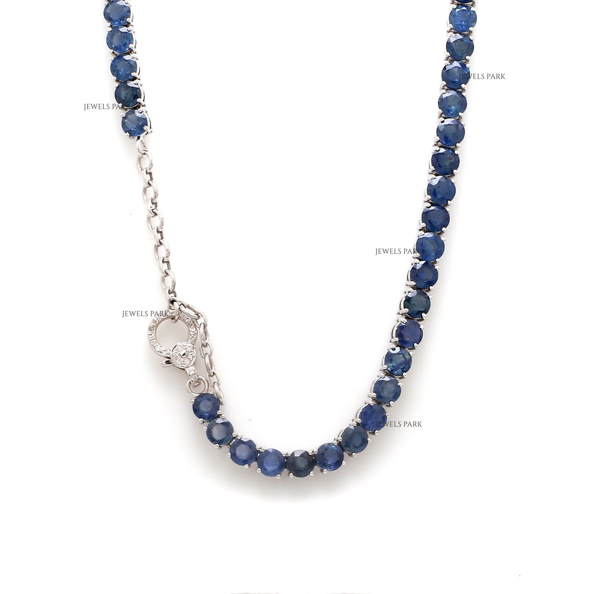 Blue sapphire tennis necklace best sale