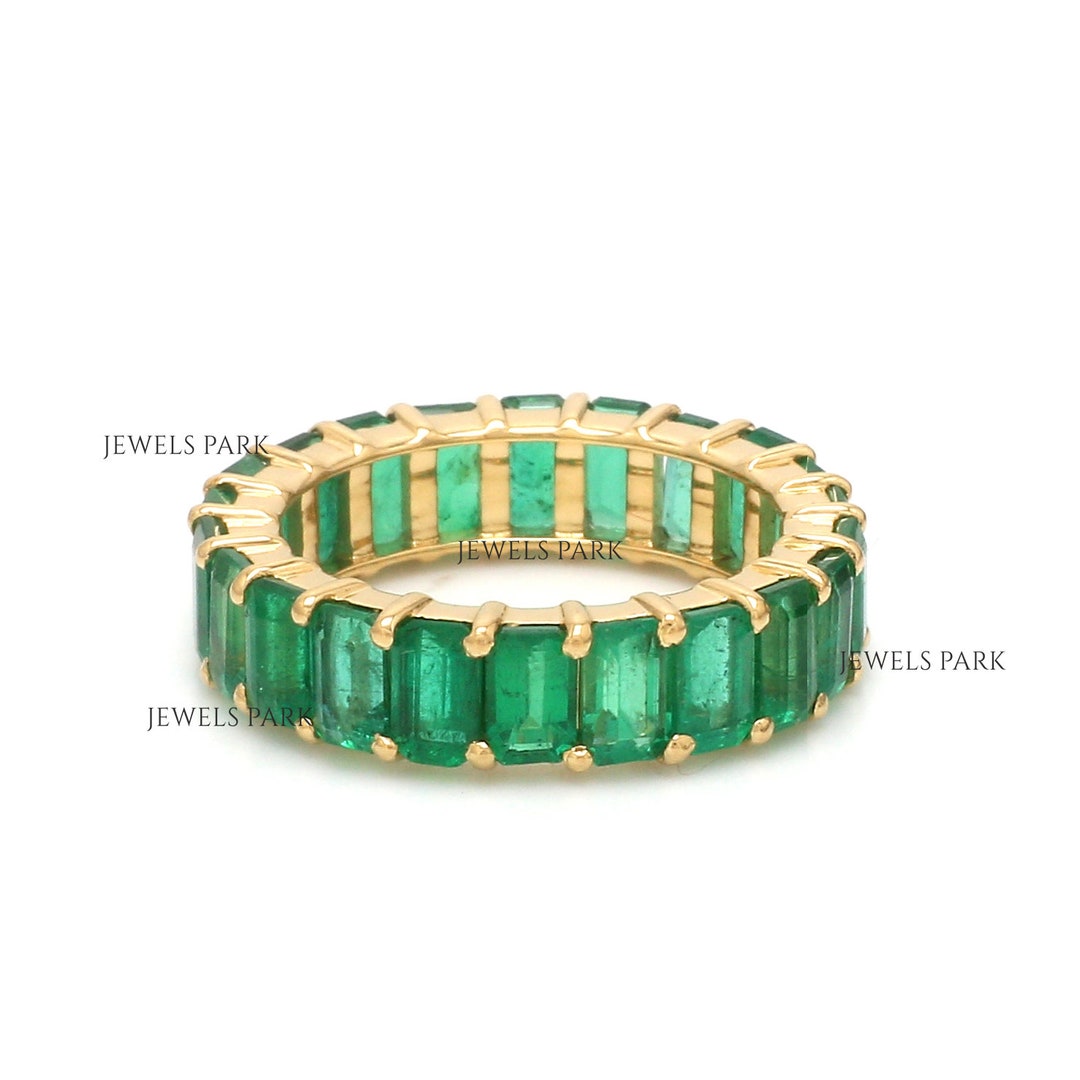 Real Emerald Eternity Band Ring Gold | Natural 5x3mm 6CTW Emerald Cut ...