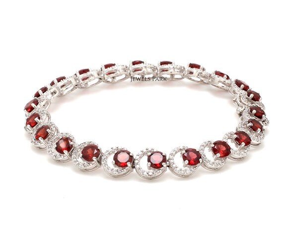 Garnet and diamond tennis cheap bracelet
