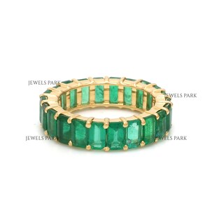 Real Emerald Eternity Band Ring Gold | Natural 5x3mm 6CTW Emerald Cut ...