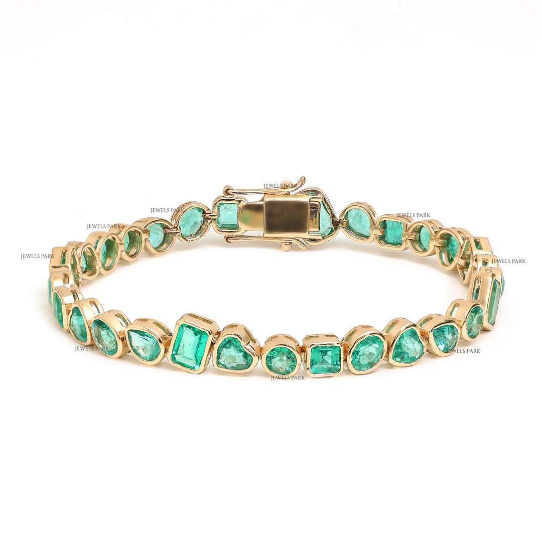 Bezel Tennis Bracelet - Emerald main image 1