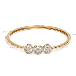 Diamond gold luxurious gold bangle  | Natural premium diamond pave set gold bangle bracelet | Elegant gold bangle with diamond pave setting
