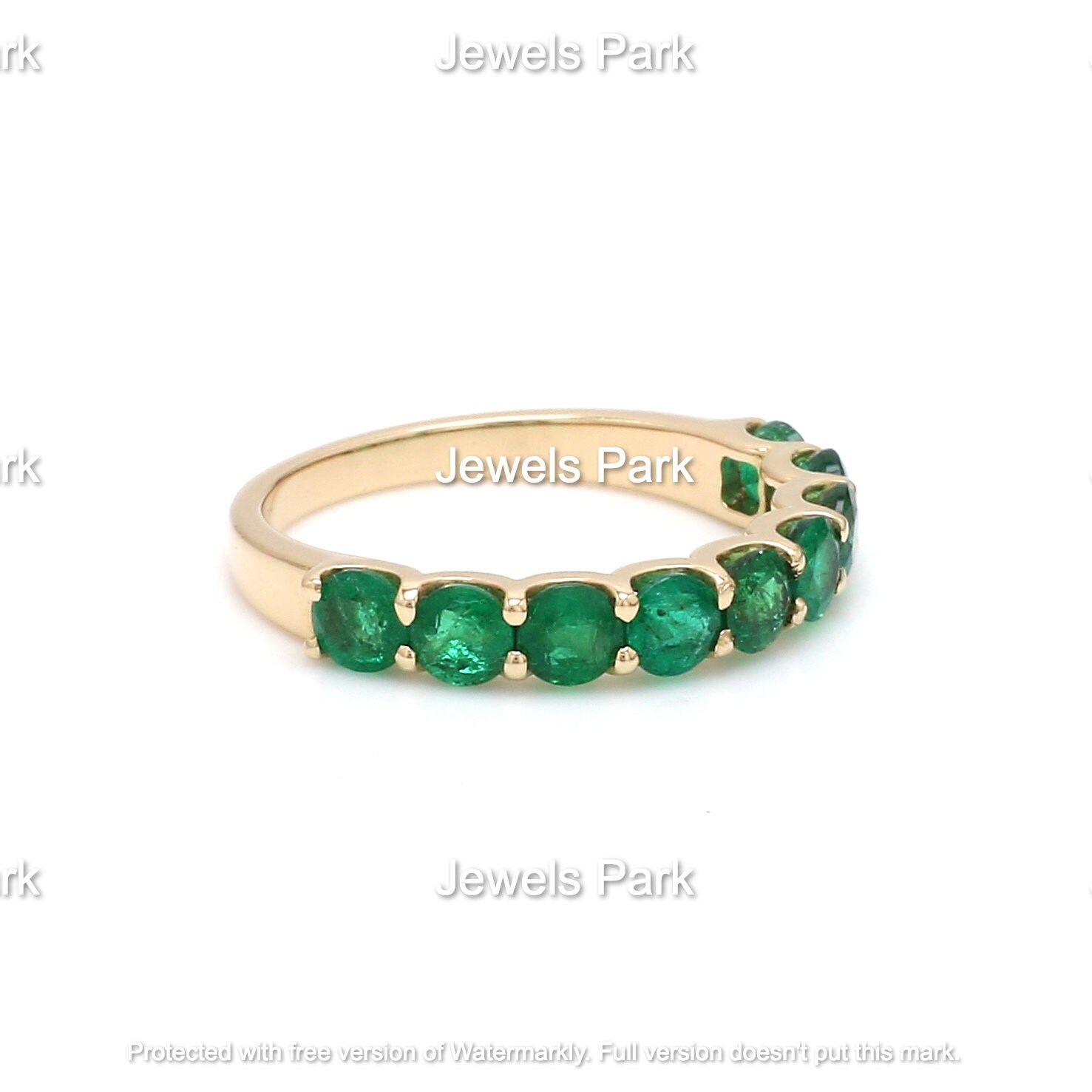 Real Emerald Ring Half Eternity Band 14K Solid Gold Natural - Etsy