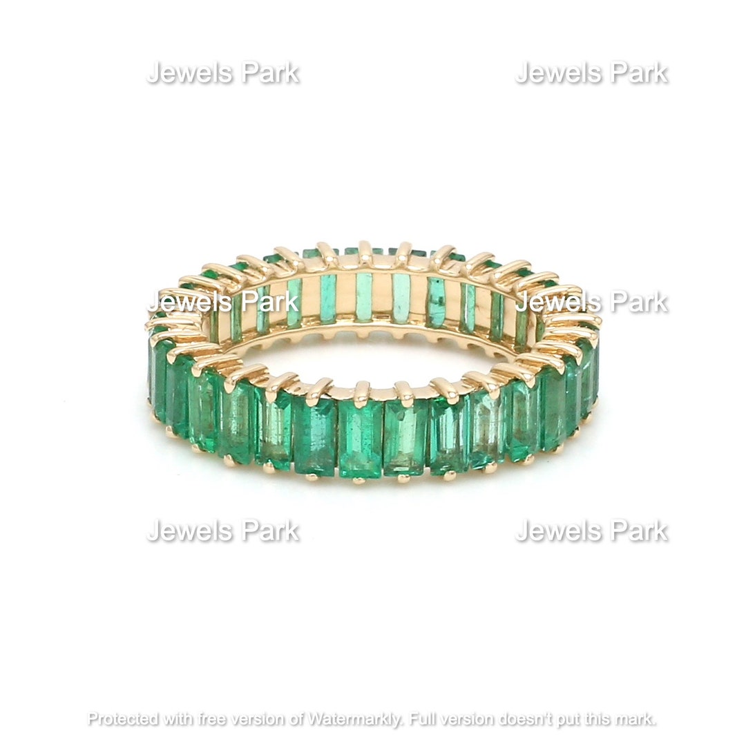 Emerald Ring Eternity Band 14k Solid Gold | Natural 4CTW Prong Set ...
