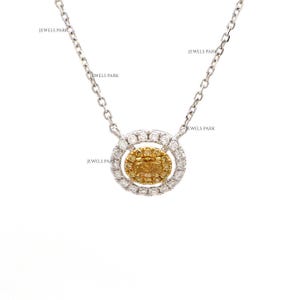 Yellow diamond pendant necklace Gold | Natural diamond oval cut diamond pendant gold | Mini yellow diamond prong set pendant necklace gold