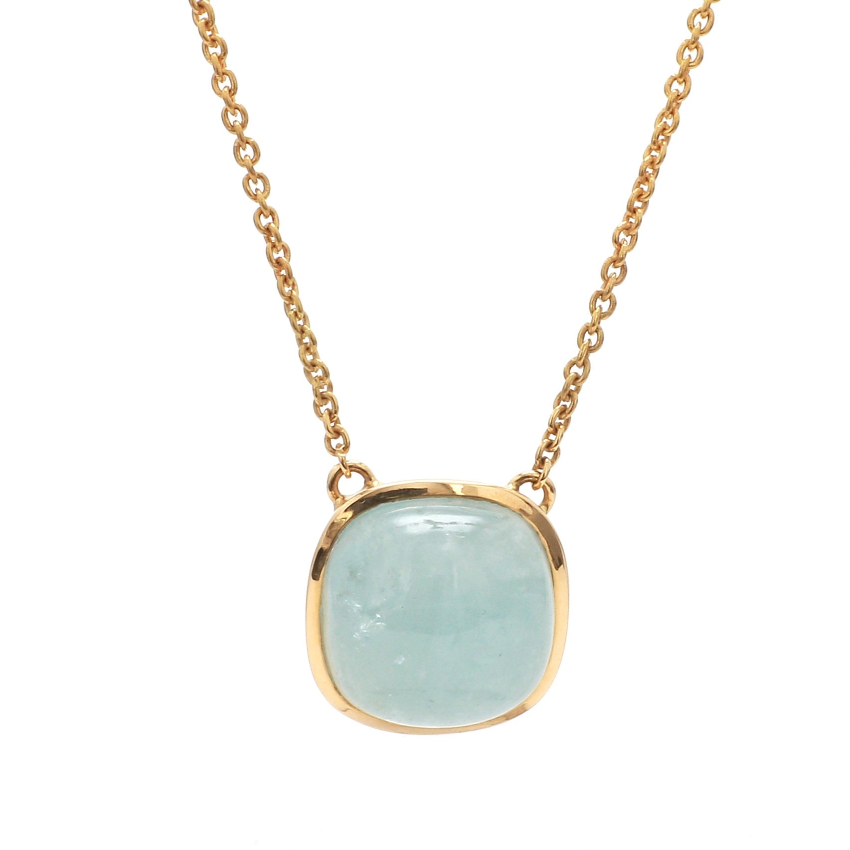 [Golden dew] 18K Gold☆ Dainty Aquamarine Necklace Dainty Aquamarine Gold Necklace, Gold Necklaces for Women