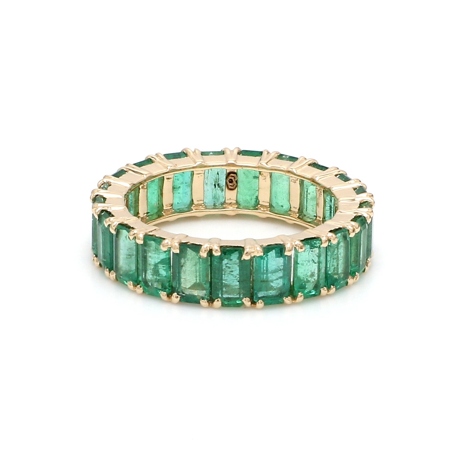 Emerald Cut Natural Emerald Eternity Band Ring in 14k 18k Gold ...