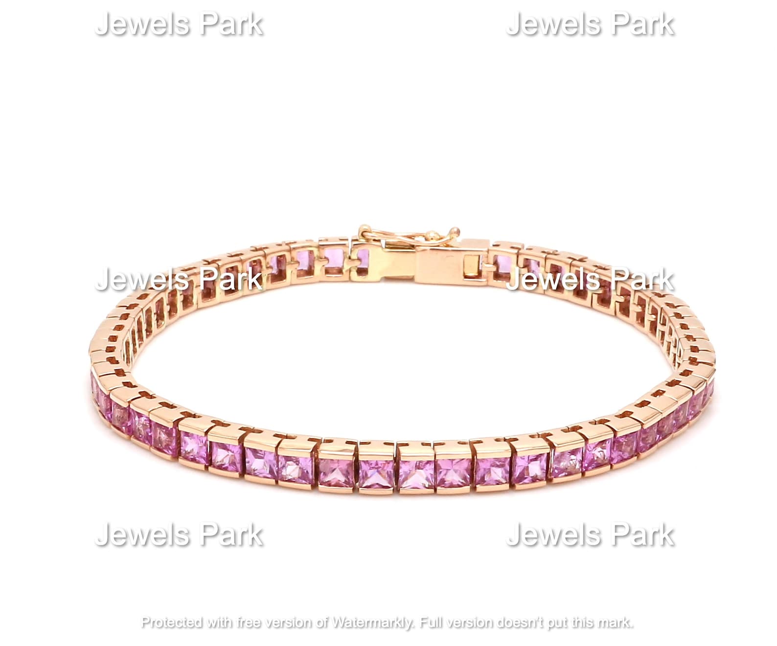 Pink Sapphire Tennis Bracelet in Solid 14k 18k Gold Natural Etsy