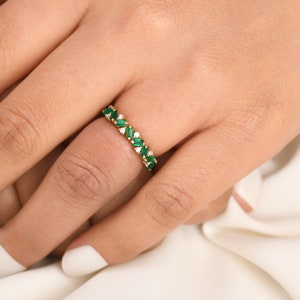 Real emerald diamond baguette eternity band ring gold | Natural emerald diamond zigzag ring gold | Emerald cut ring gold | Emerald ring gold